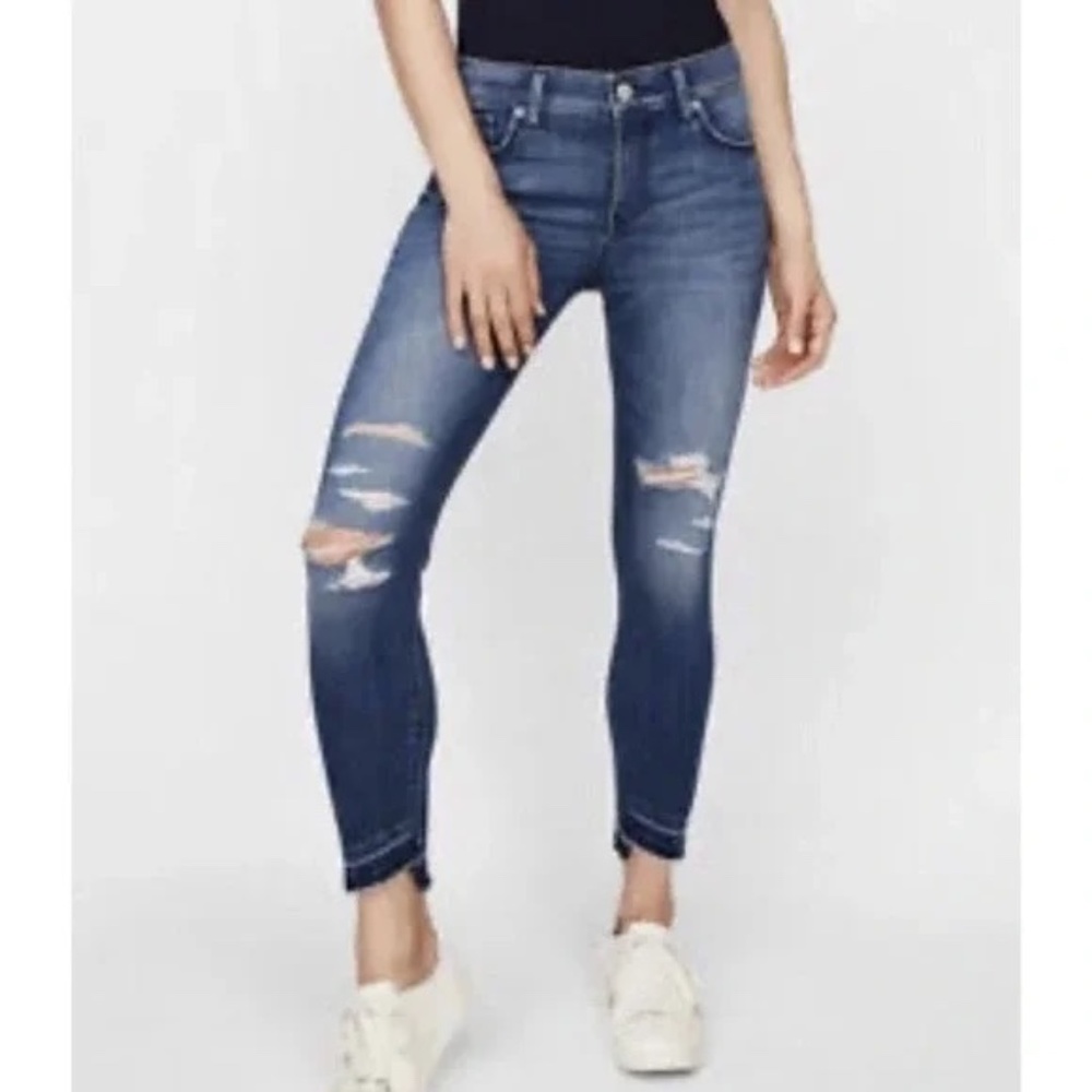 DONATED: Mid Rise Distressed Stretch Ankle Jeans, 0